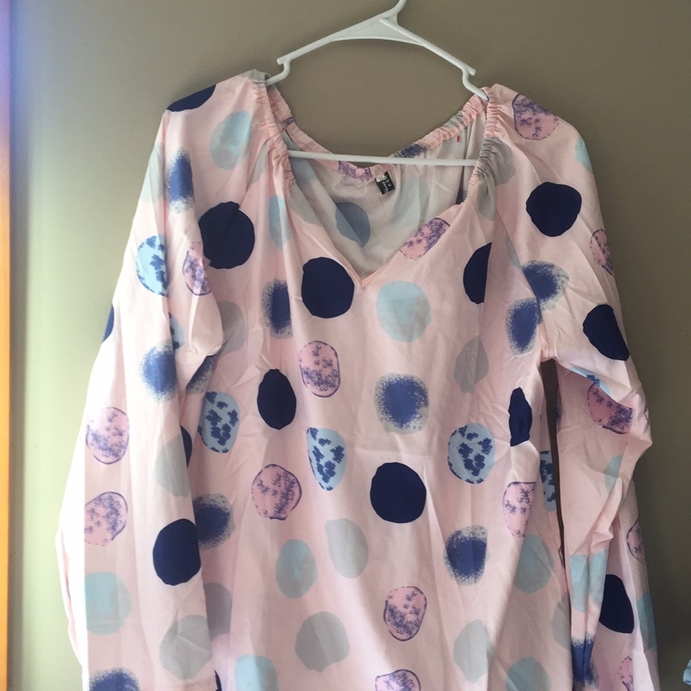 Long sleeve xL Shang polka dot pink shirt